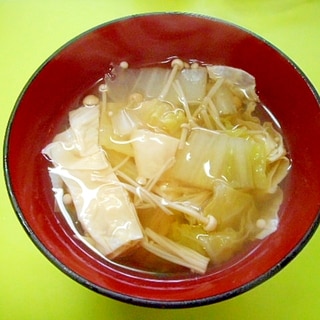 白菜とゆばえのきの和風スープ